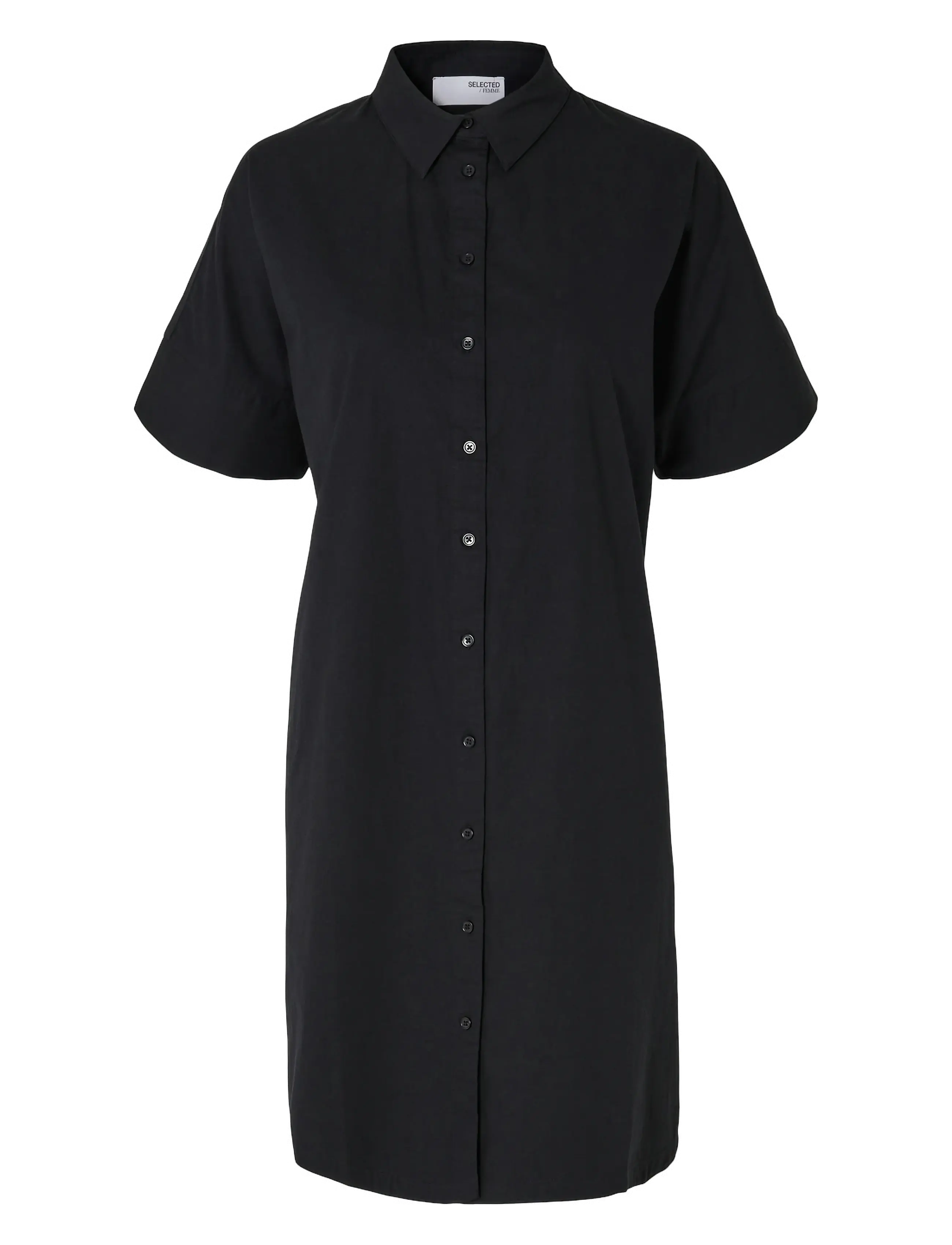 Selected SLFBLAIR 2/4 SHORT SHIRT DRESS NOOS - Jurken - BLACK / black