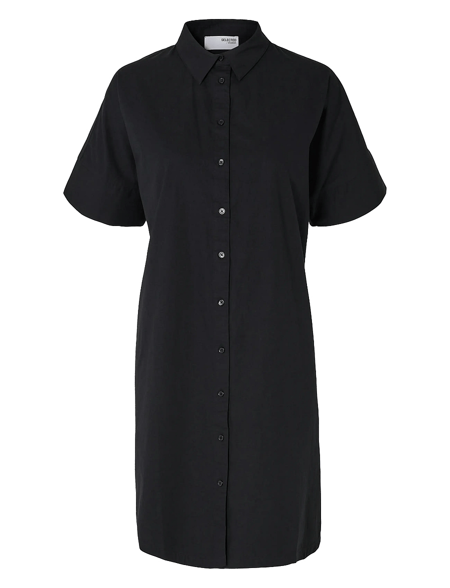 Selected - SLFBLAIR 2/4 SHORT SHIRT DRESS NOOS - black - 1