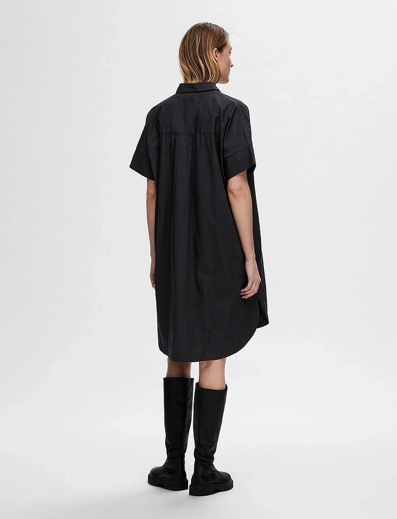 Selected - SLFBLAIR 2/4 SHORT SHIRT DRESS NOOS - skjortekjoler - black - 2
