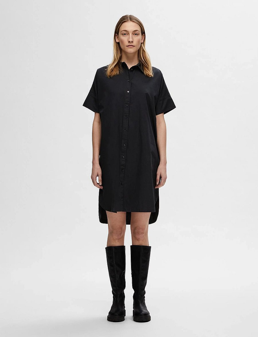 Selected - SLFBLAIR 2/4 SHORT SHIRT DRESS NOOS - black - 4