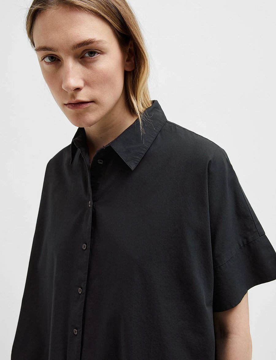 Selected - SLFBLAIR 2/4 SHORT SHIRT DRESS NOOS - black - 5