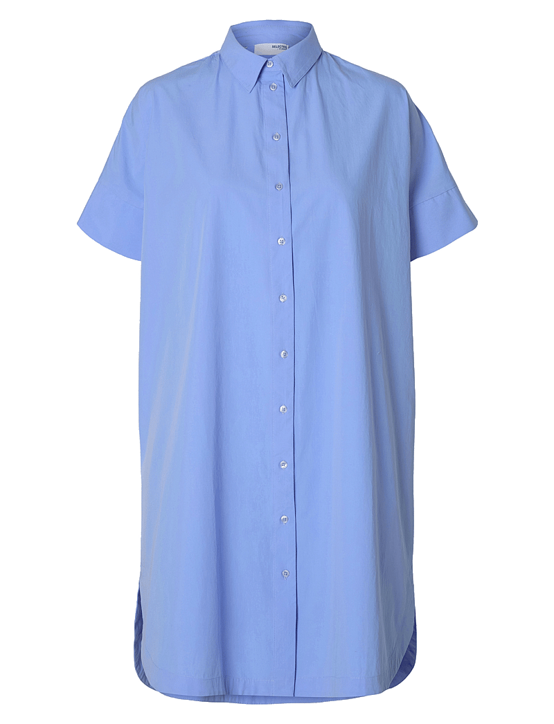 Selected - SLFBLAIR 2/4 SHORT SHIRT DRESS NOOS - skjortklänningar - cornflower blue - 1