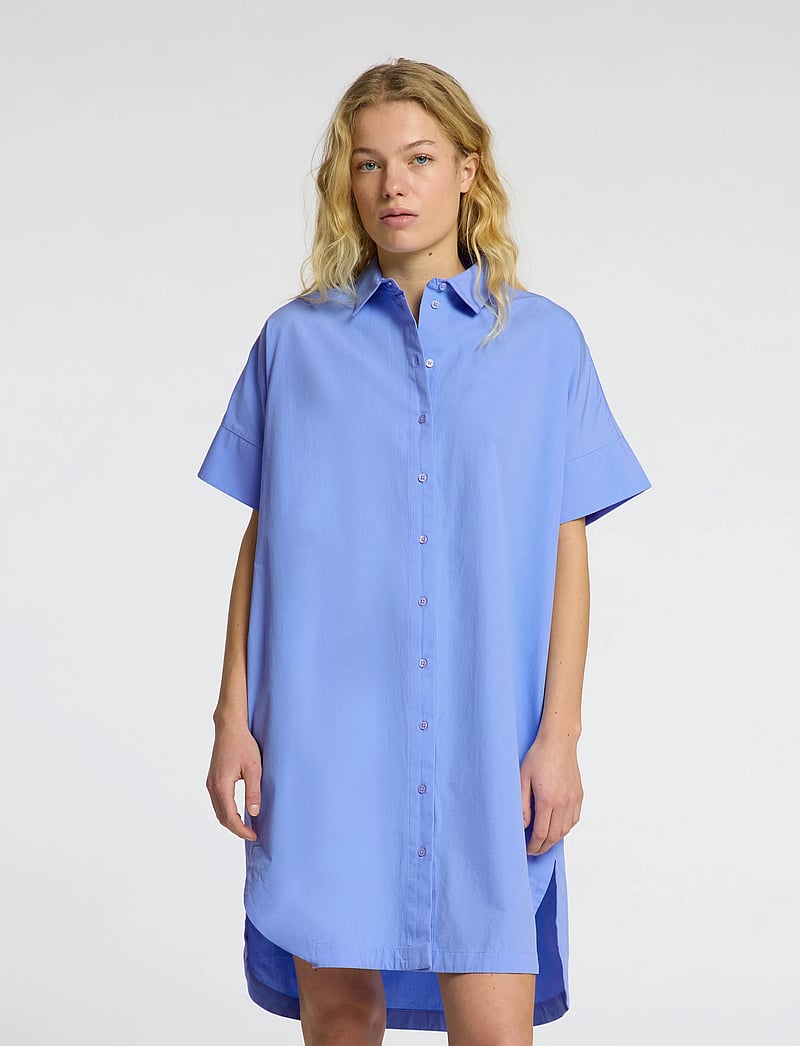 Selected - SLFBLAIR 2/4 SHORT SHIRT DRESS NOOS - skjortklänningar - cornflower blue - 0