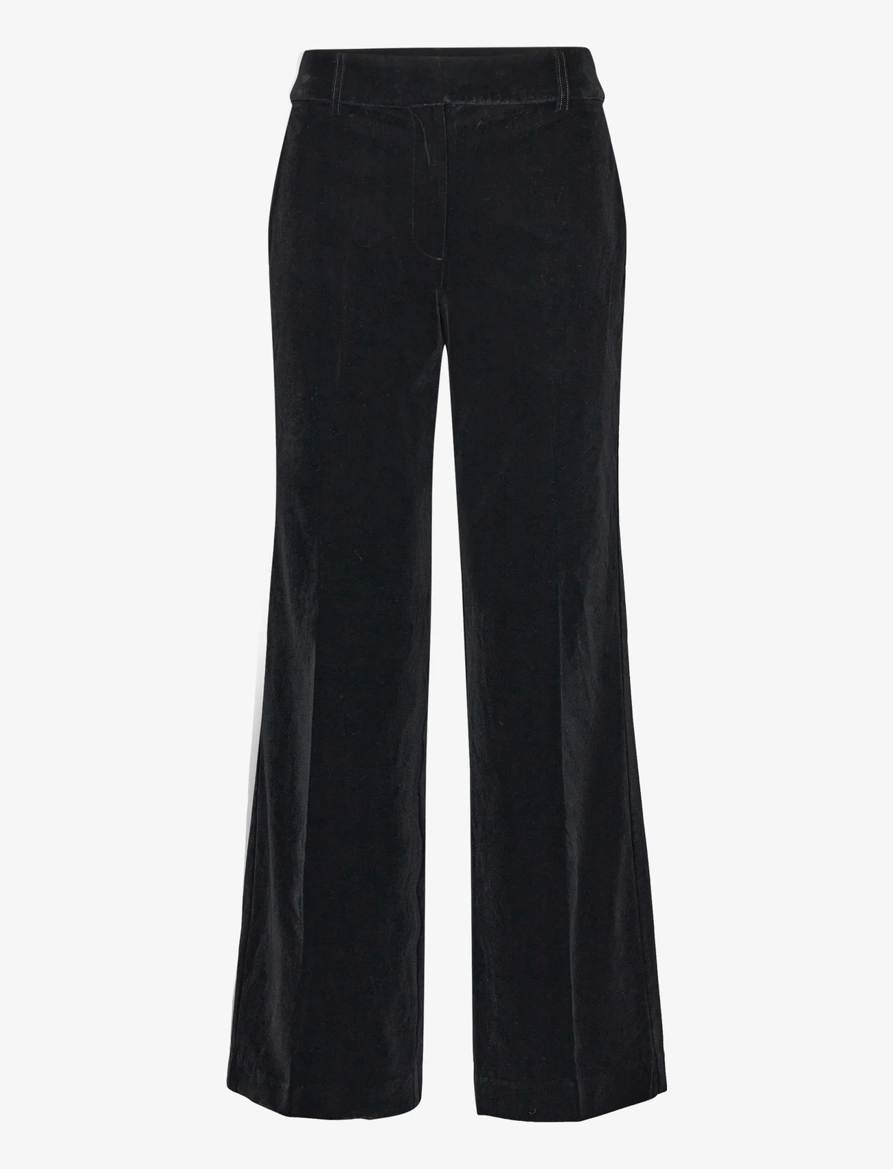 Selected Femme - SLFRITA-VELVA MW WIDE PANT - tailored trousers - black - 0