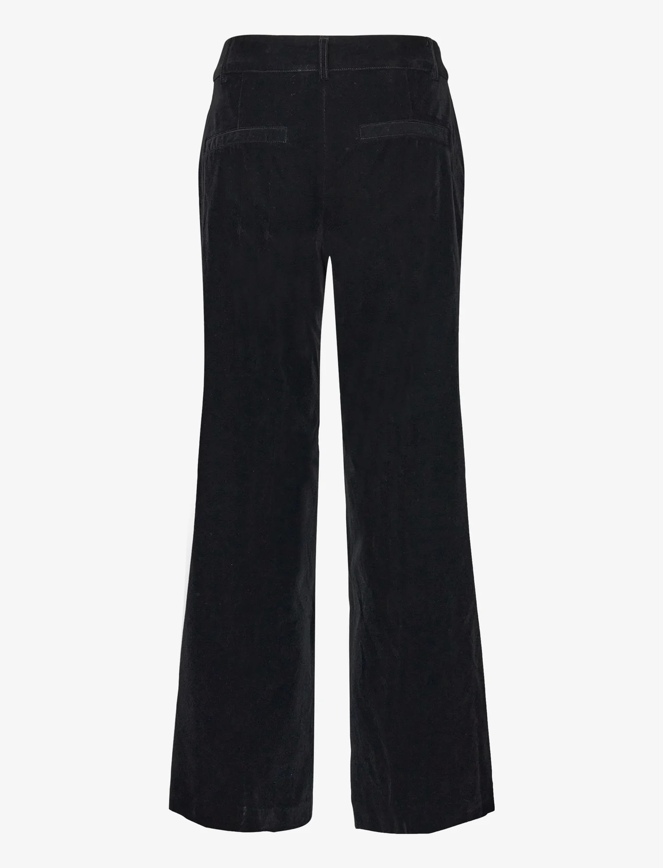 Selected Femme - SLFRITA-VELVA MW WIDE PANT - tailored trousers - black - 1