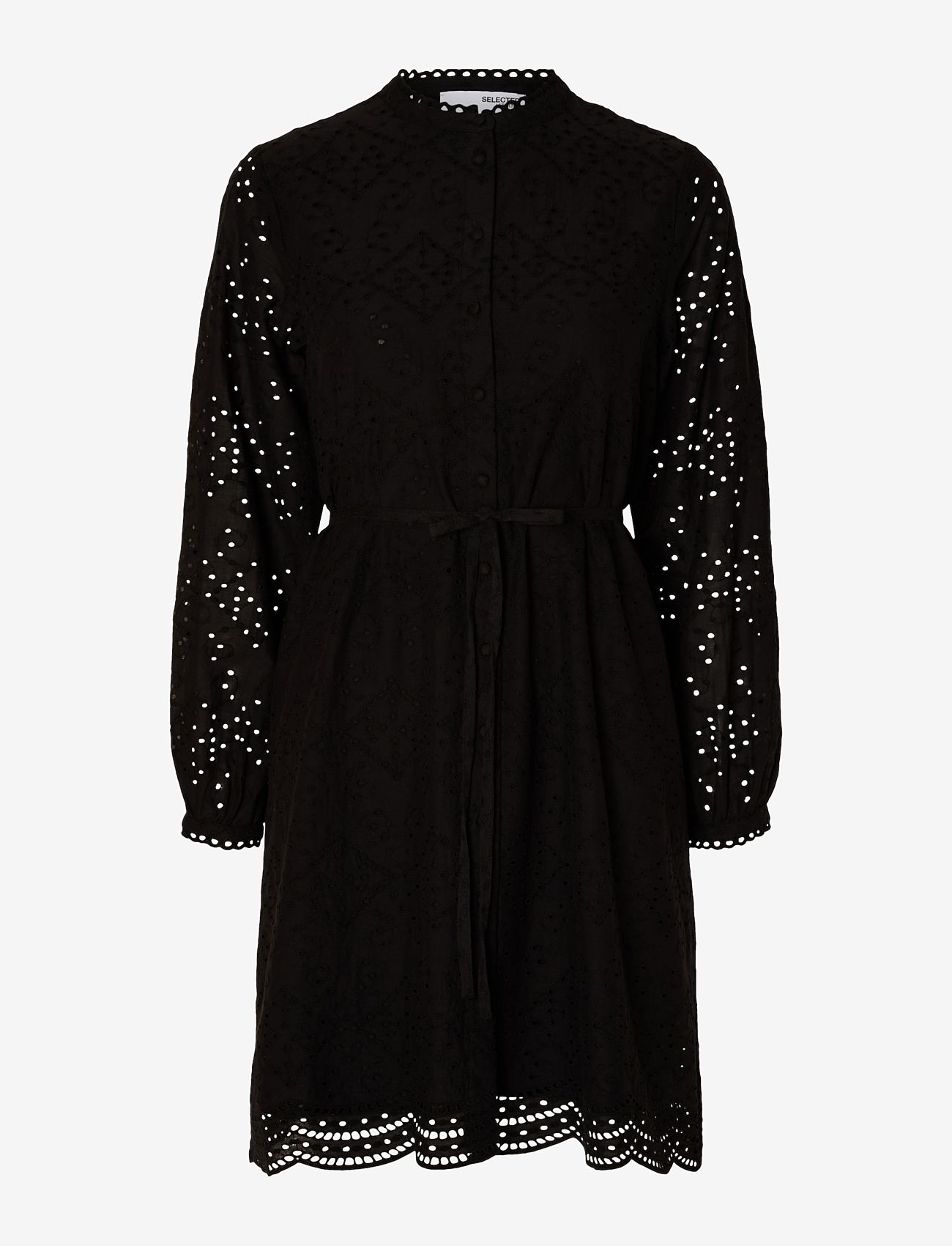 Selected Femme - SLFTATIANA LS SHORT EMBR DRESS NOOS - short dresses - black - 0