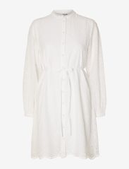 Selected Femme - SLFTATIANA LS SHORT EMBR DRESS NOOS - korta klänningar - bright white - 0
