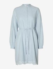 Selected Femme - SLFTATIANA LS SHORT EMBR DRESS NOOS - trumpos suknelės - cashmere blue - 0