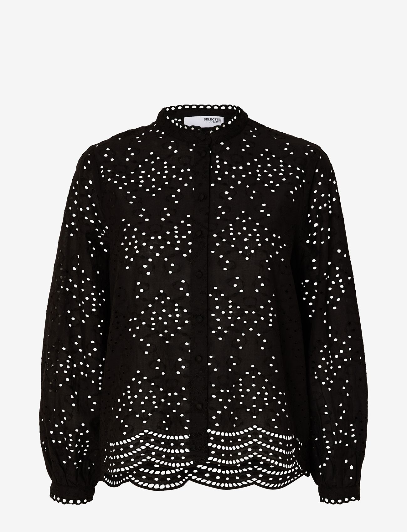 Selected - SLFTATIANA L/S EMBR SHIRT NOOS - pikkade varrukatega särgid - black - 1