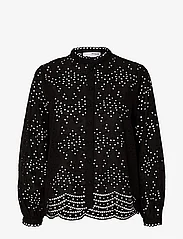 Selected Femme - SLFTATIANA L/S EMBR SHIRT NOOS - krekli ar garām piedurknēm - black - 0