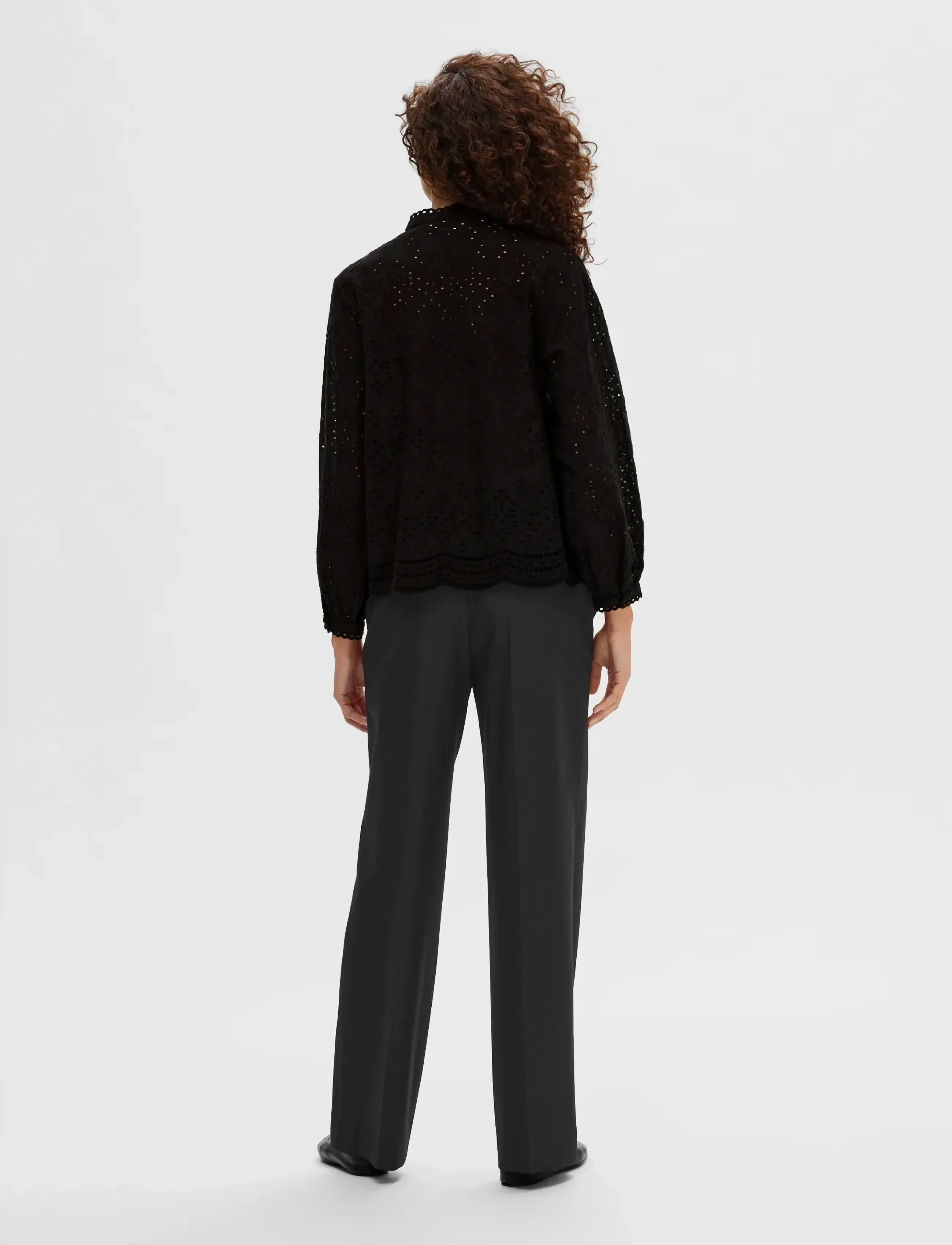 Selected - SLFTATIANA L/S EMBR SHIRT NOOS - langærmede skjorter - black - 2