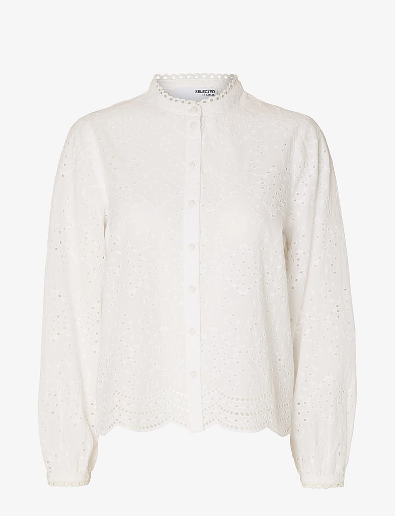 Selected - SLFTATIANA L/S EMBR SHIRT NOOS - langärmlige hemden - bright white - 1