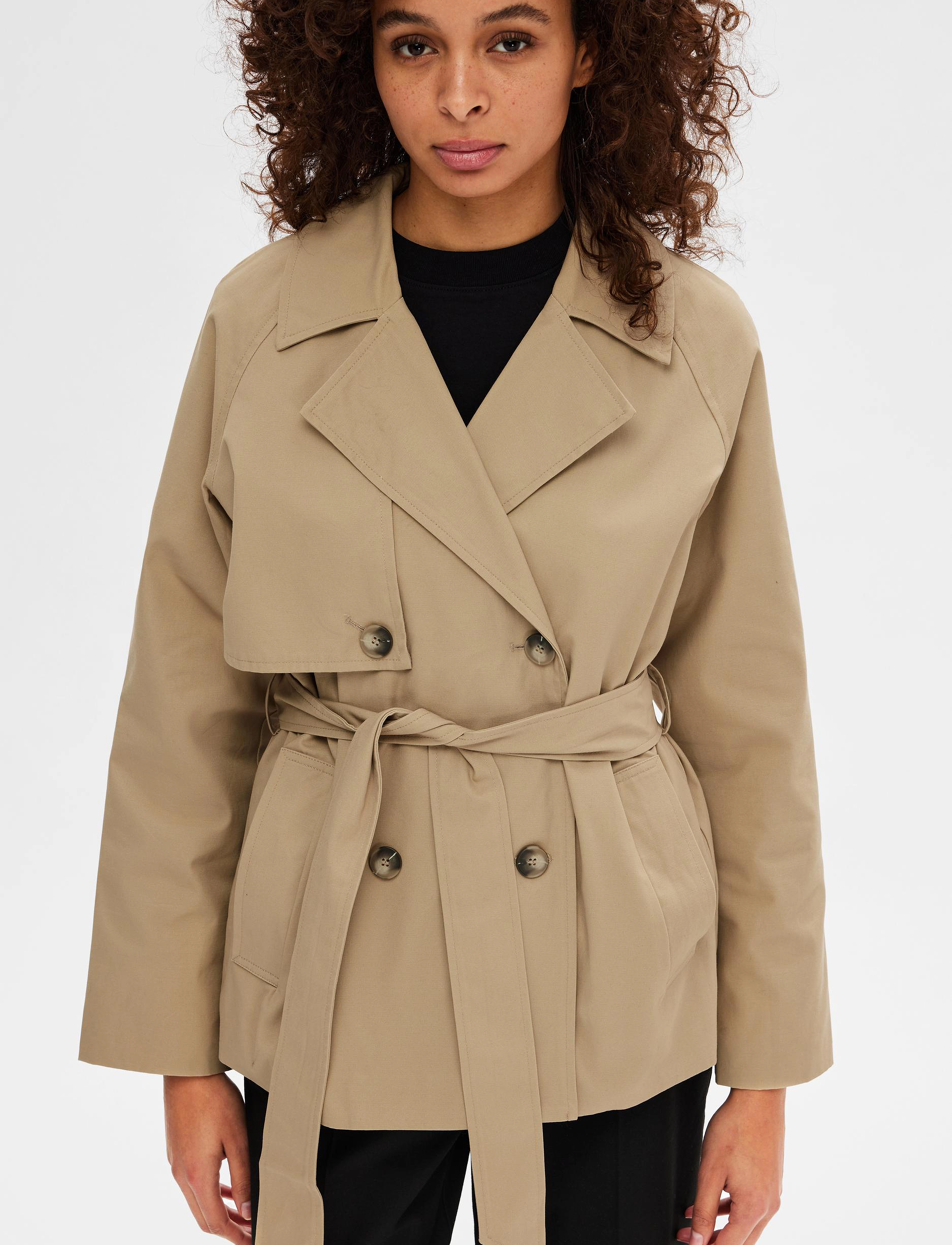 Selected - SLFBELINDA SHORT TRENCH COAT - cornstalk - 3