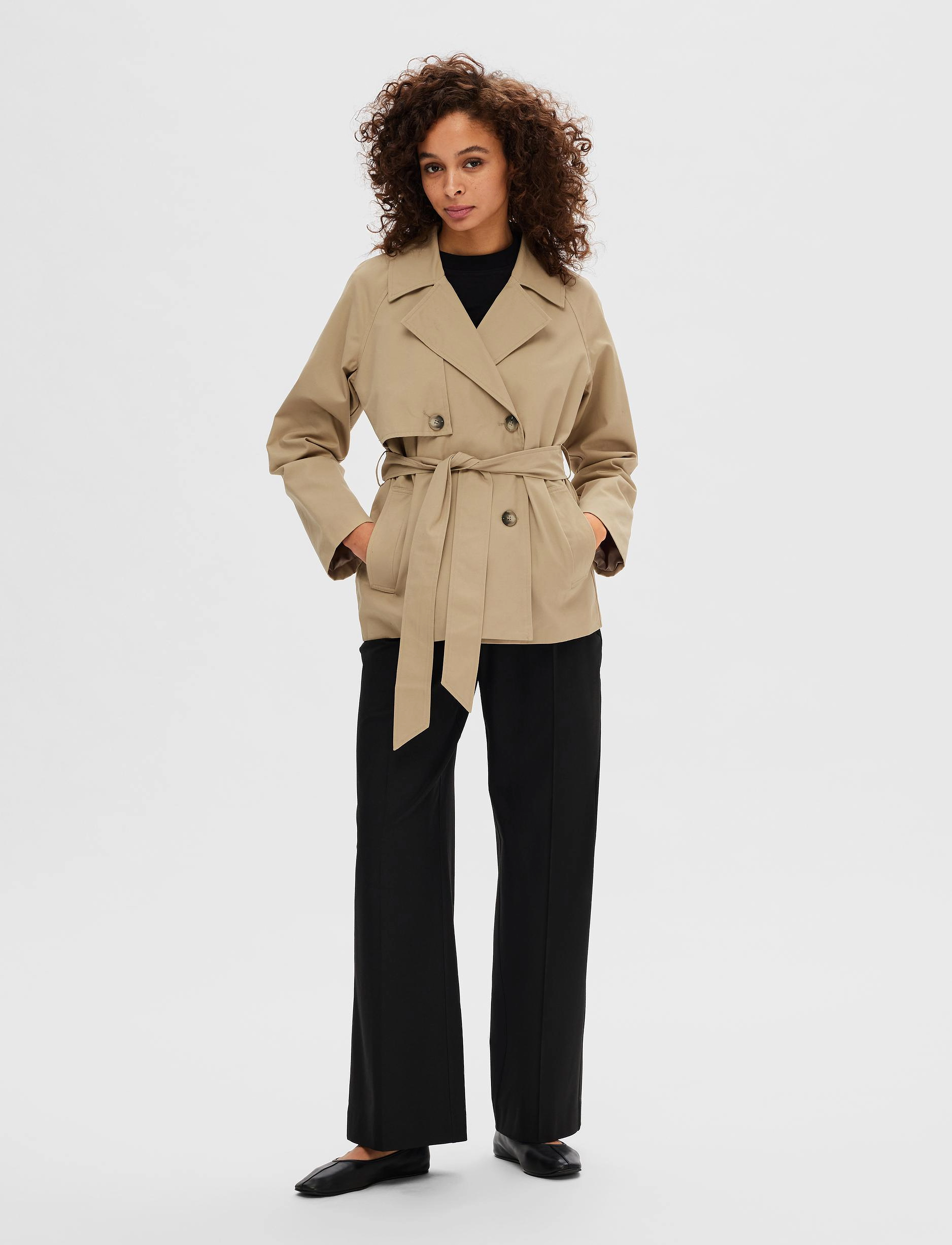 Selected - SLFBELINDA SHORT TRENCH COAT - cornstalk - 4
