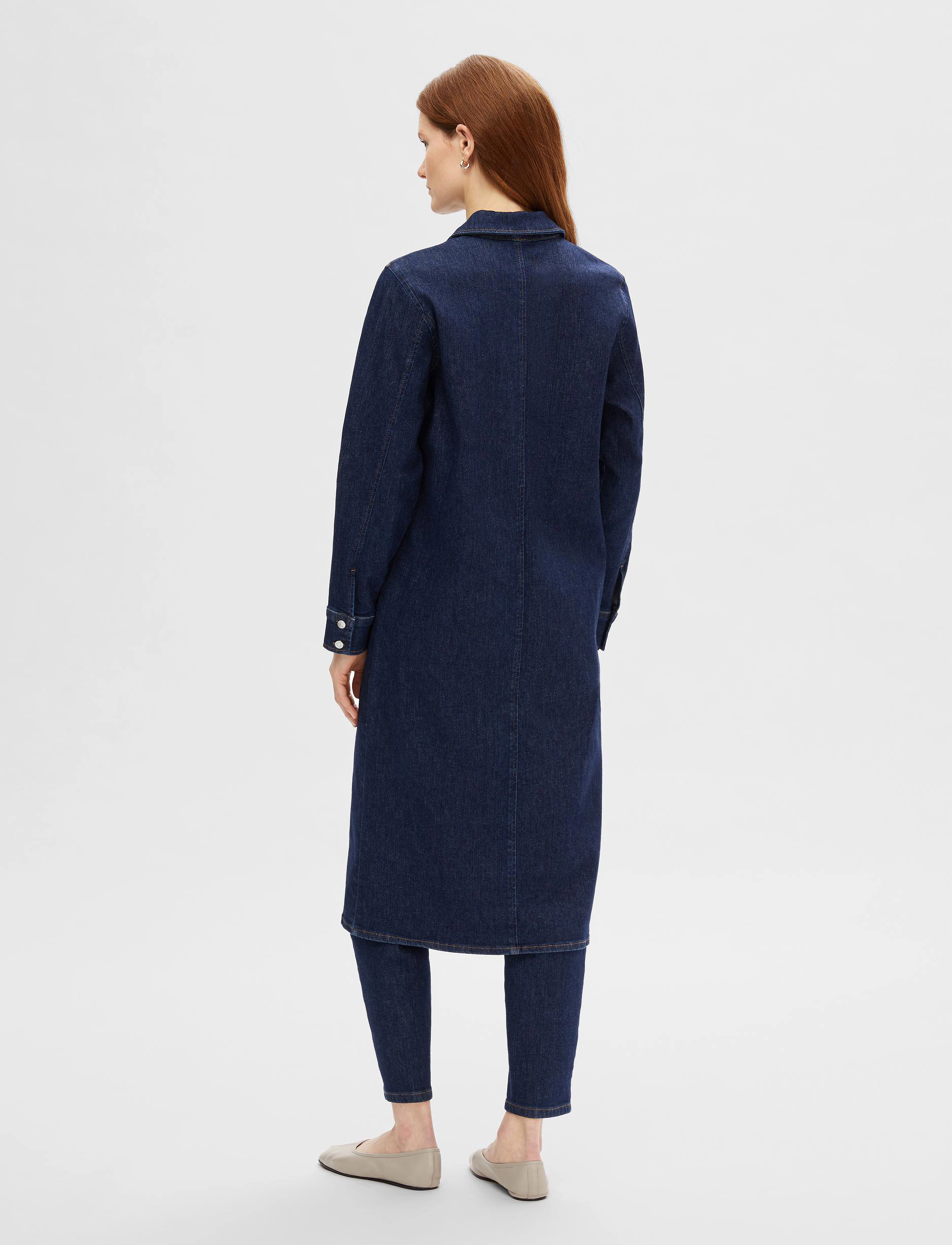 Selected - SLFDAGMAR LS DARK BLUE DENIM LONG DRESS - dark blue denim - 2