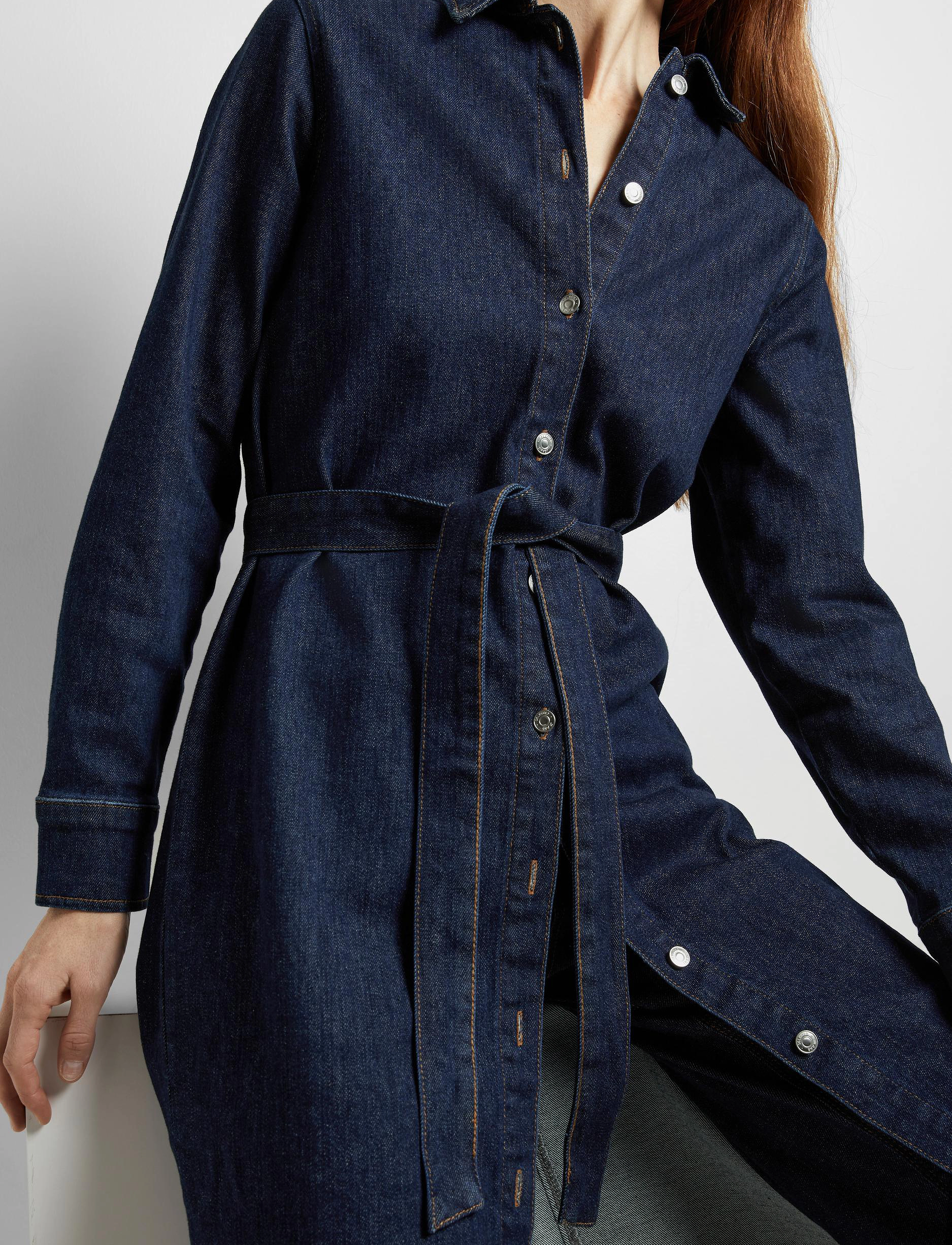 Selected - SLFDAGMAR LS DARK BLUE DENIM LONG DRESS - dark blue denim - 4