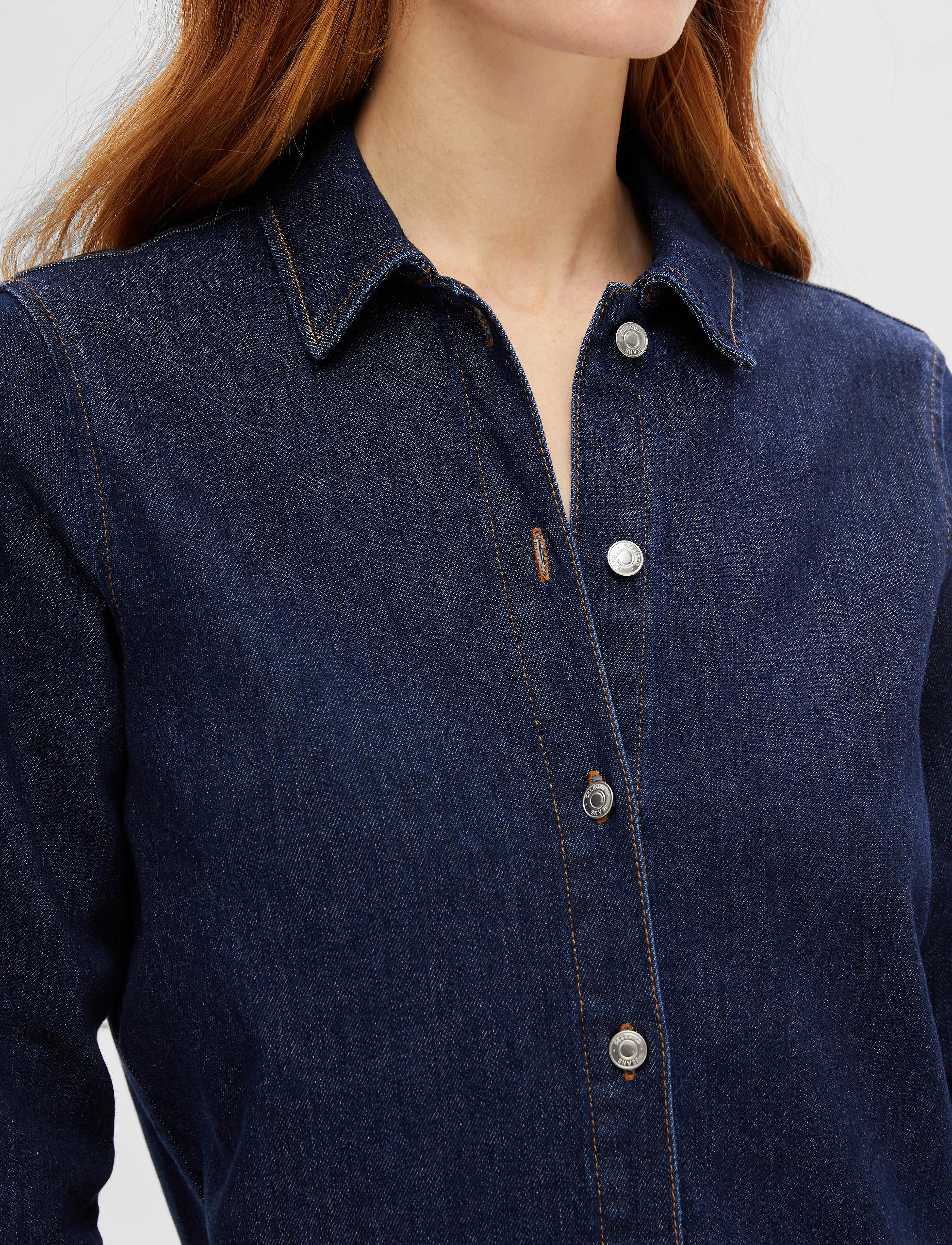Selected - SLFDAGMAR LS DARK BLUE DENIM LONG DRESS - dark blue denim - 5