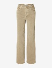 Selected Femme - SLFALICE-CORA HW LATTE DENIM WIDE JEANS - brede jeans - beige denim - 0