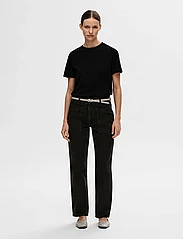 Selected Femme - SLFKATE-MARLEY HW BLACK STR POCKET JEANS - straight jeans - black denim - 4