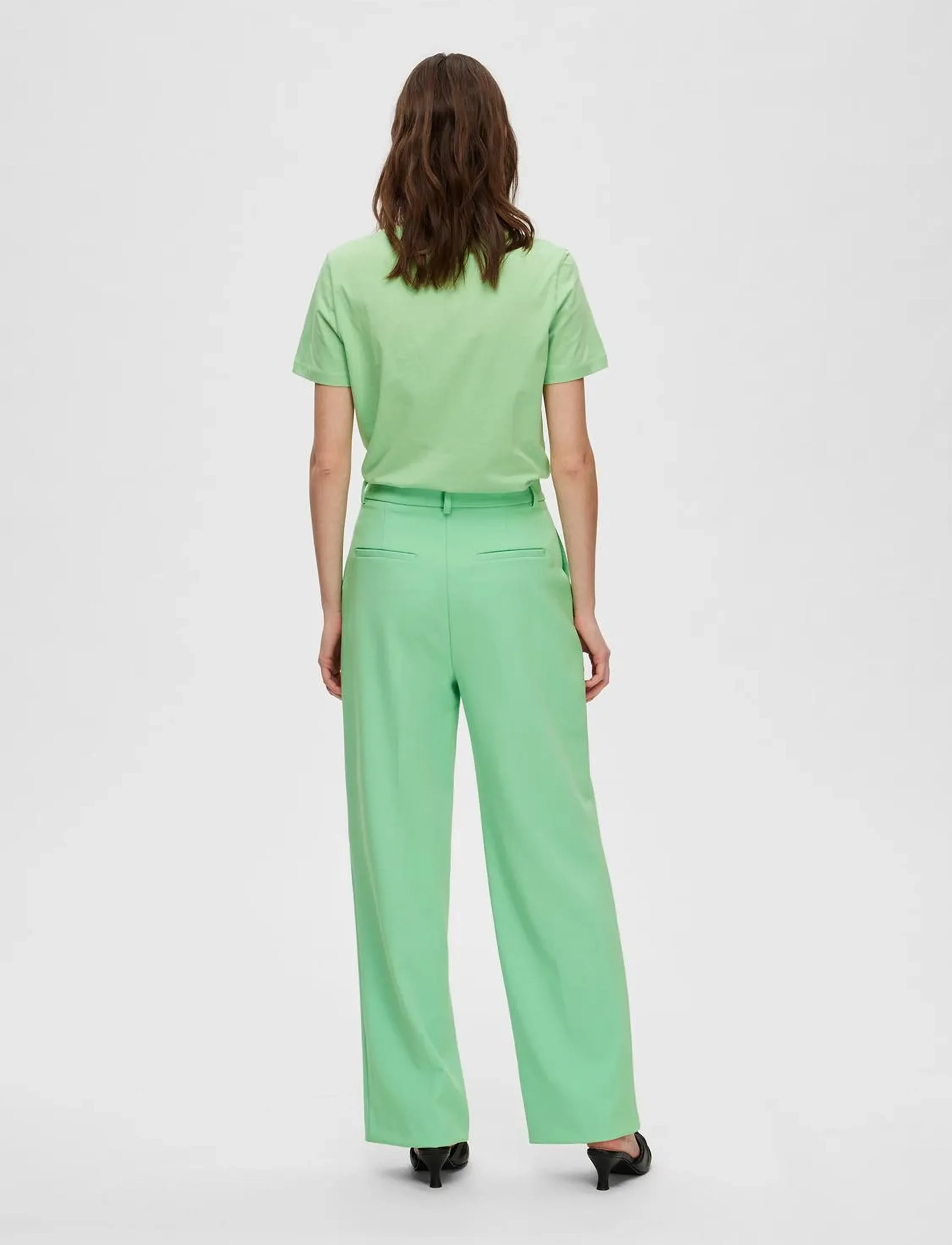 Selected - SLFNEW MYLA HW WIDE PANT NOOS - habitbukser - absinthe green - 3
