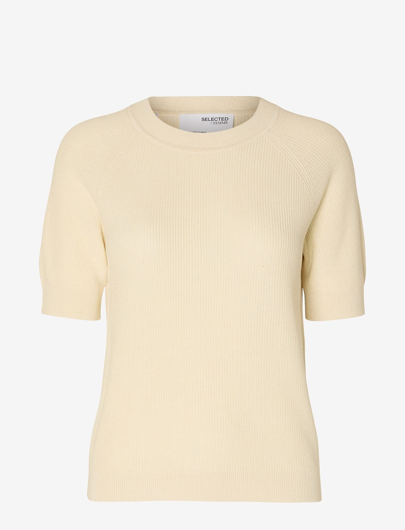 Selected - SLFELINNA NEW SS KNIT TOP NOOS - sviitrid - birch - 1