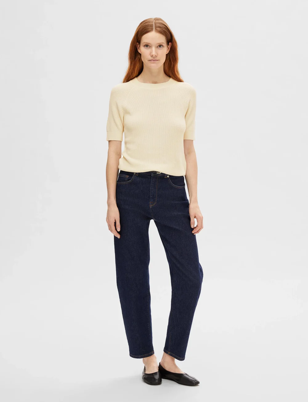 Selected - SLFELINNA NEW SS KNIT TOP NOOS - striktrøjer - birch - 3