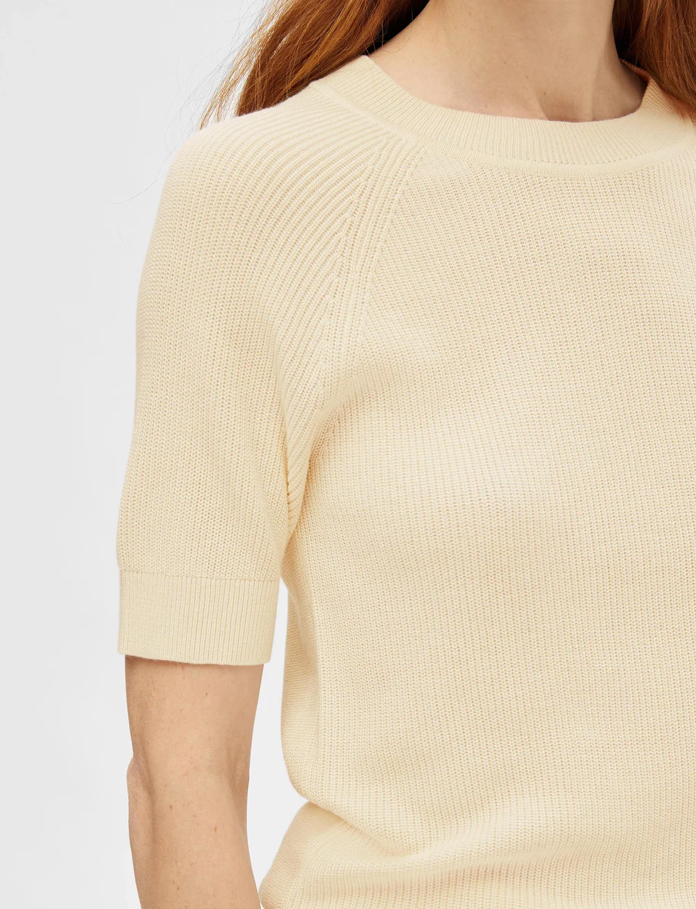 Selected - SLFELINNA NEW SS KNIT TOP NOOS - striktrøjer - birch - 5