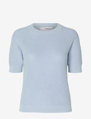 Selected Femme - SLFELINNA NEW SS KNIT TOP NOOS - gensere - cashmere blue - 0