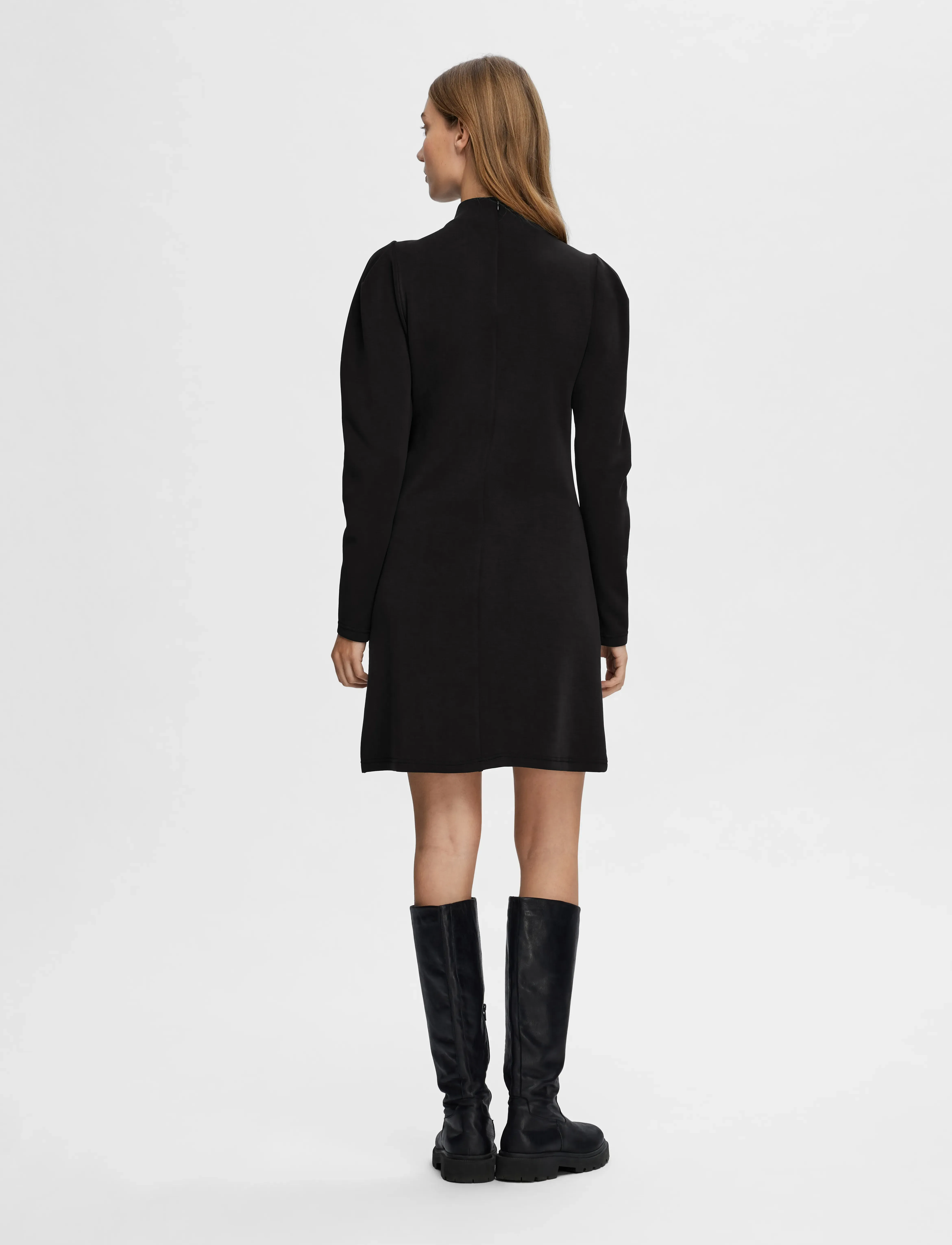 Selected - SLFFENJA LS SHORT DRESS - kurze kleider - black - 3