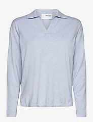Selected Femme - SLFBERGA LS KNIT POLO NECK - sweaters - cashmere blue - 0