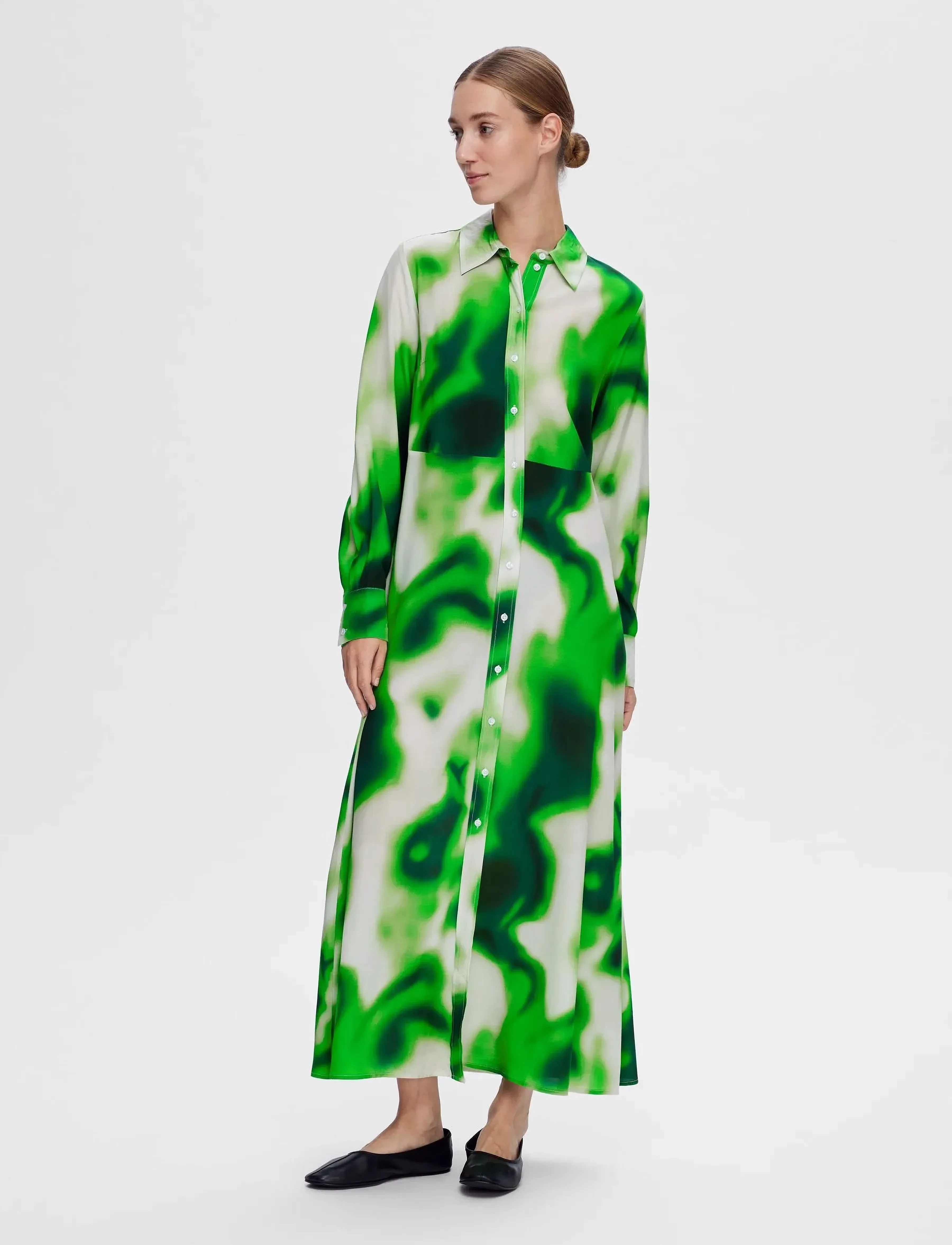 Selected - SLFCLAUDINE LS ANKLE SHIRT DRESS B - midi-kleider - classic green - 4