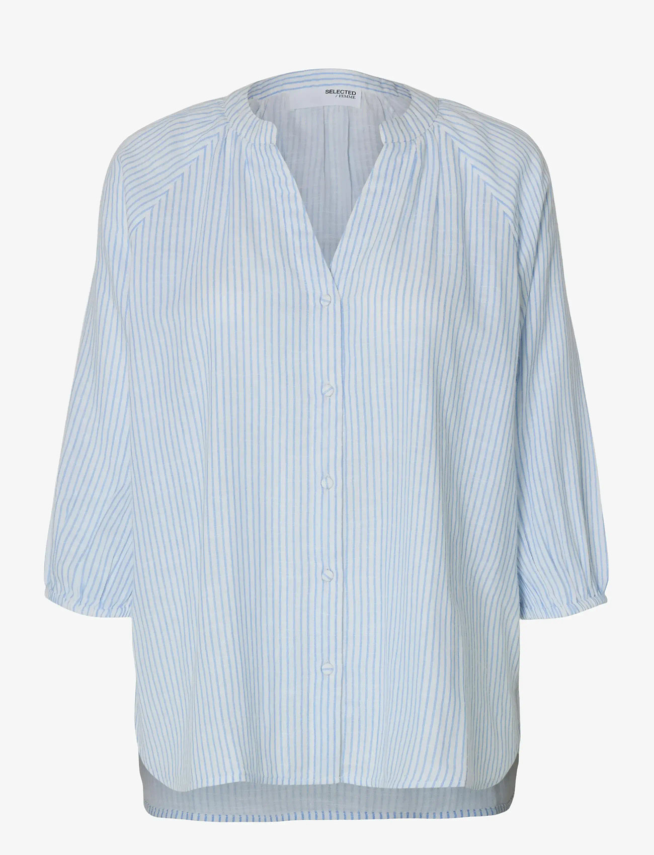 Selected - SLFALBERTA 3/4 STRIPE SHIRT NOOS - langærmede skjorter - cornflower blue - 1