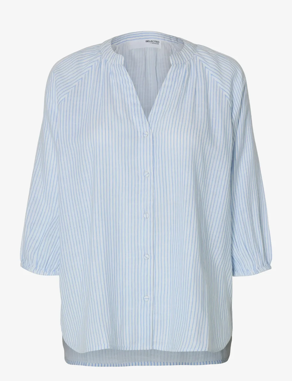 Selected - SLFALBERTA 3/4 STRIPE SHIRT NOOS - långärmade skjortor - cornflower blue - 1