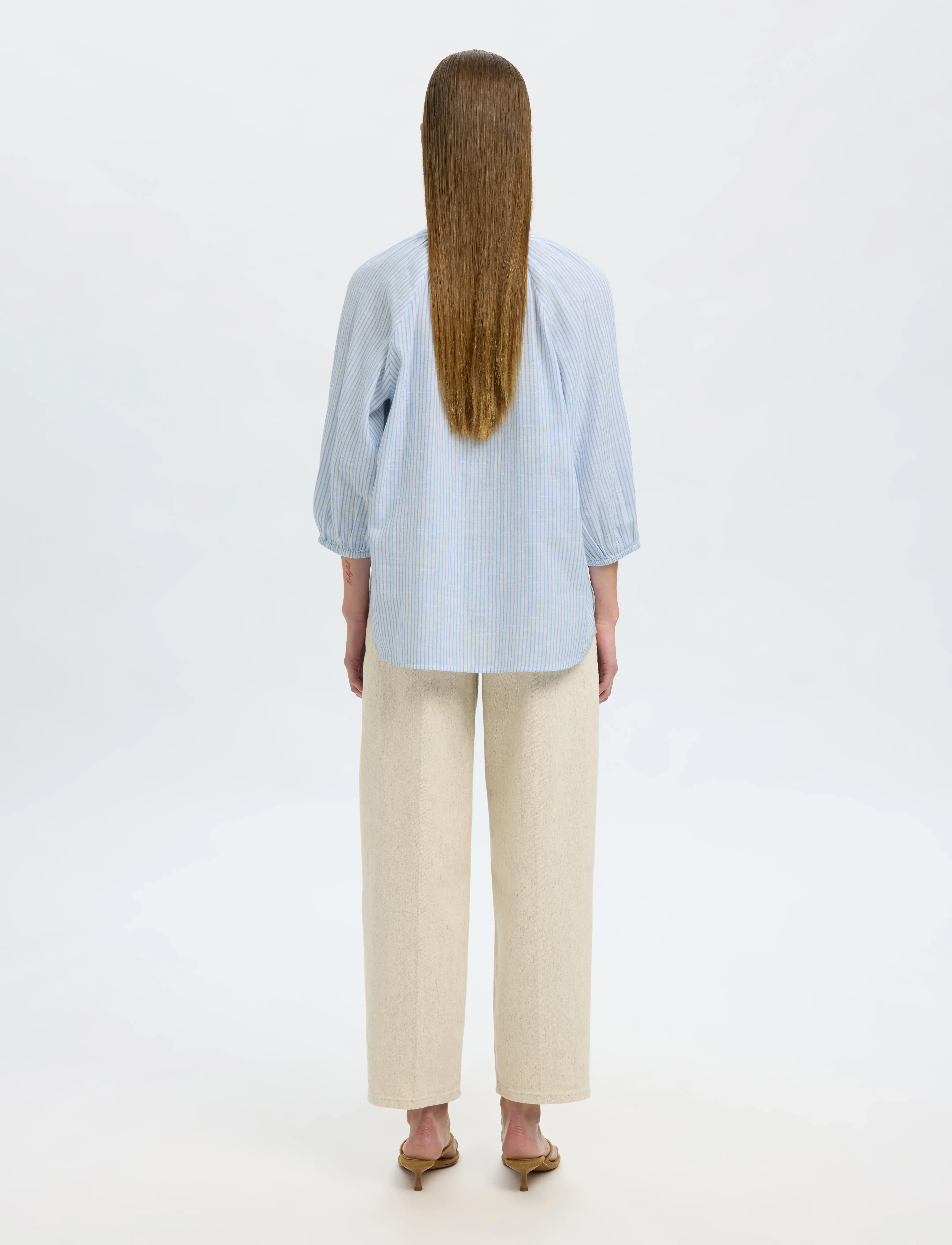Selected - SLFALBERTA 3/4 STRIPE SHIRT NOOS - langärmlige hemden - cornflower blue - 2
