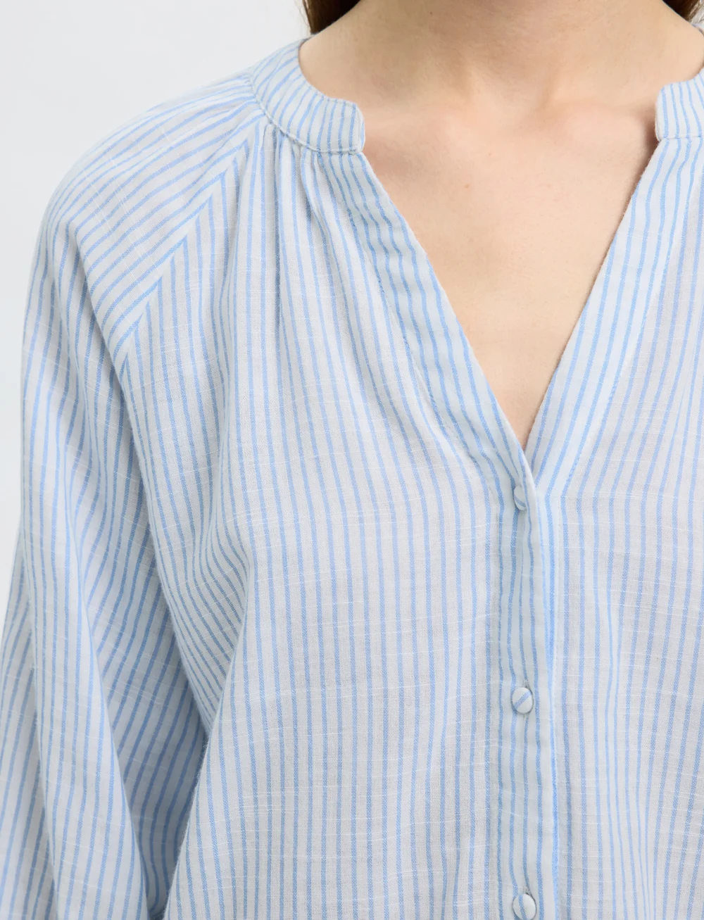 Selected - SLFALBERTA 3/4 STRIPE SHIRT NOOS - långärmade skjortor - cornflower blue - 3
