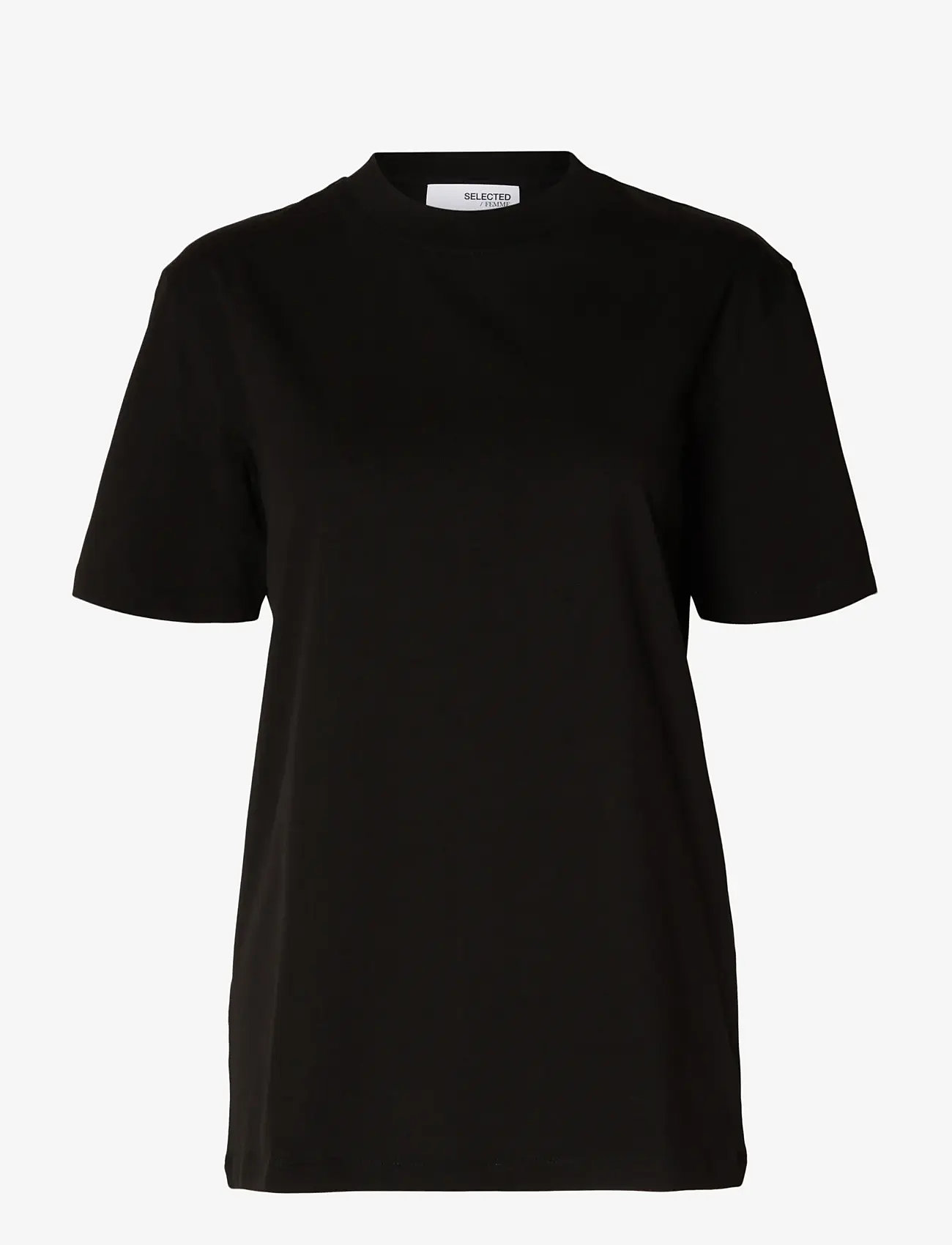 Selected - SLFRELAX COLWOMAN SS MOCK NECK TEE NOOS - t-shirts - black - 1