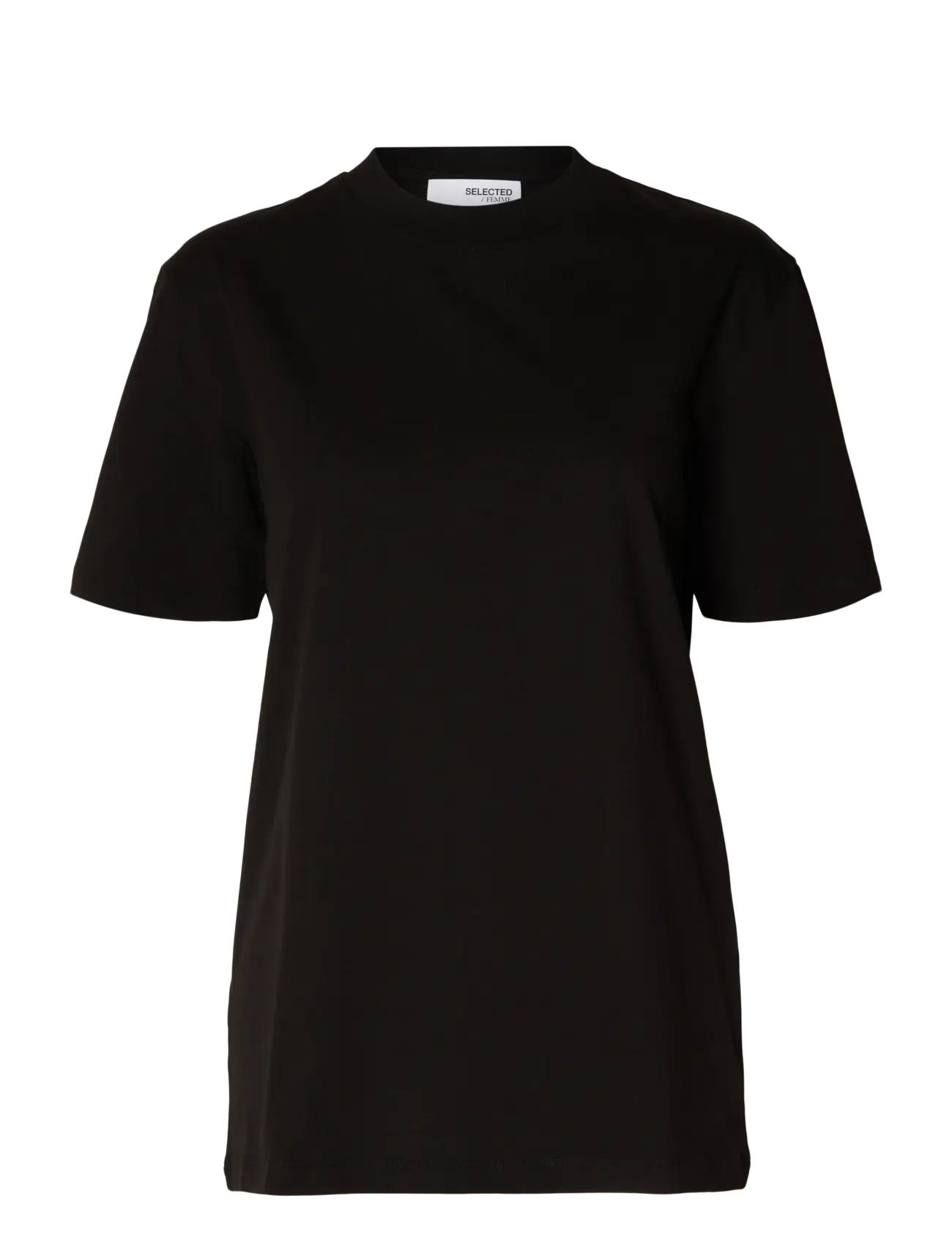 Selected SLFRELAX COLWOMAN SS MOCK NECK TEE NOOS - T-Shirts & Tops - BLACK / black