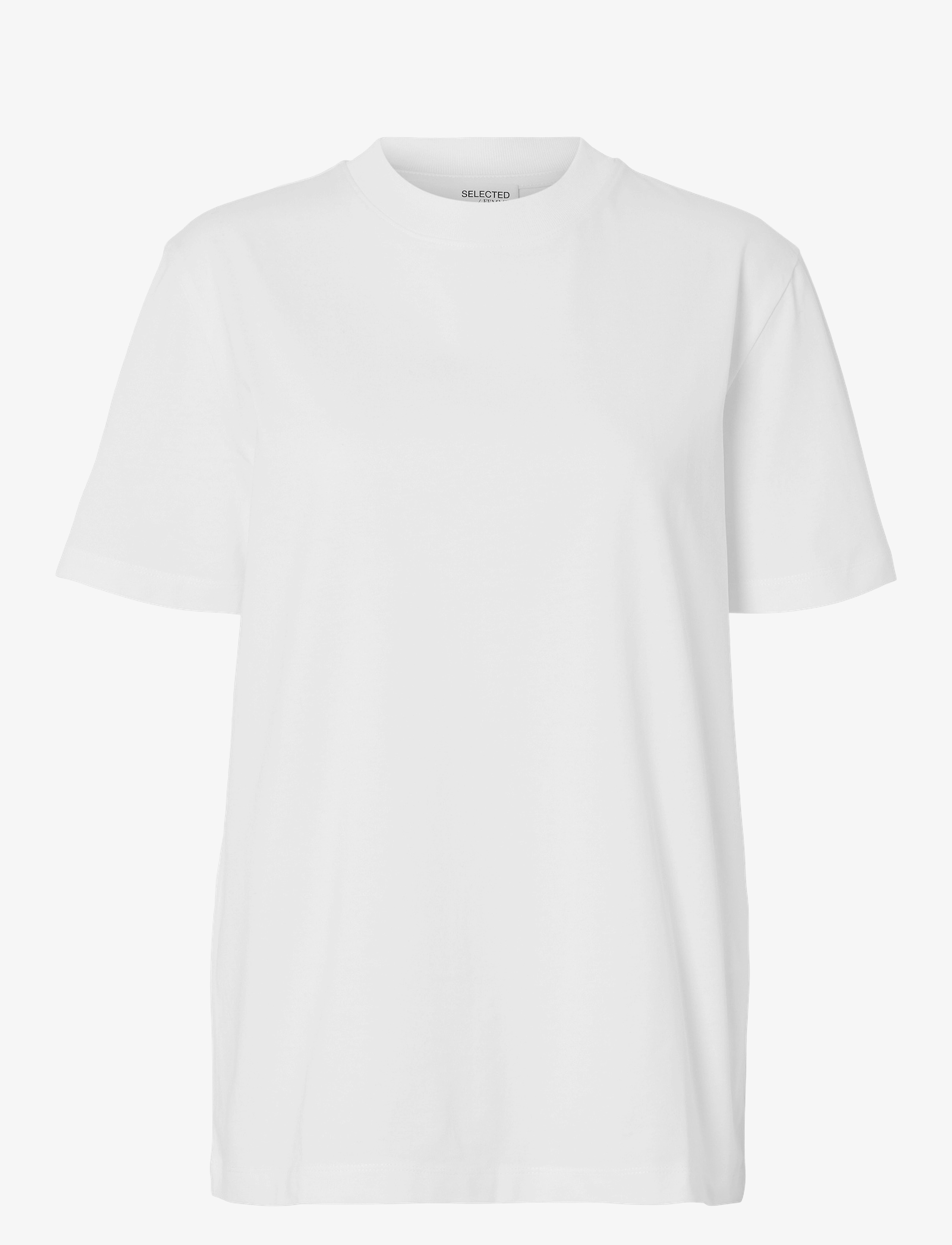 Selected SLFRELAX COLWOMAN SS MOCK NECK TEE NOOS - Kleidung - BRIGHT WHITE / white