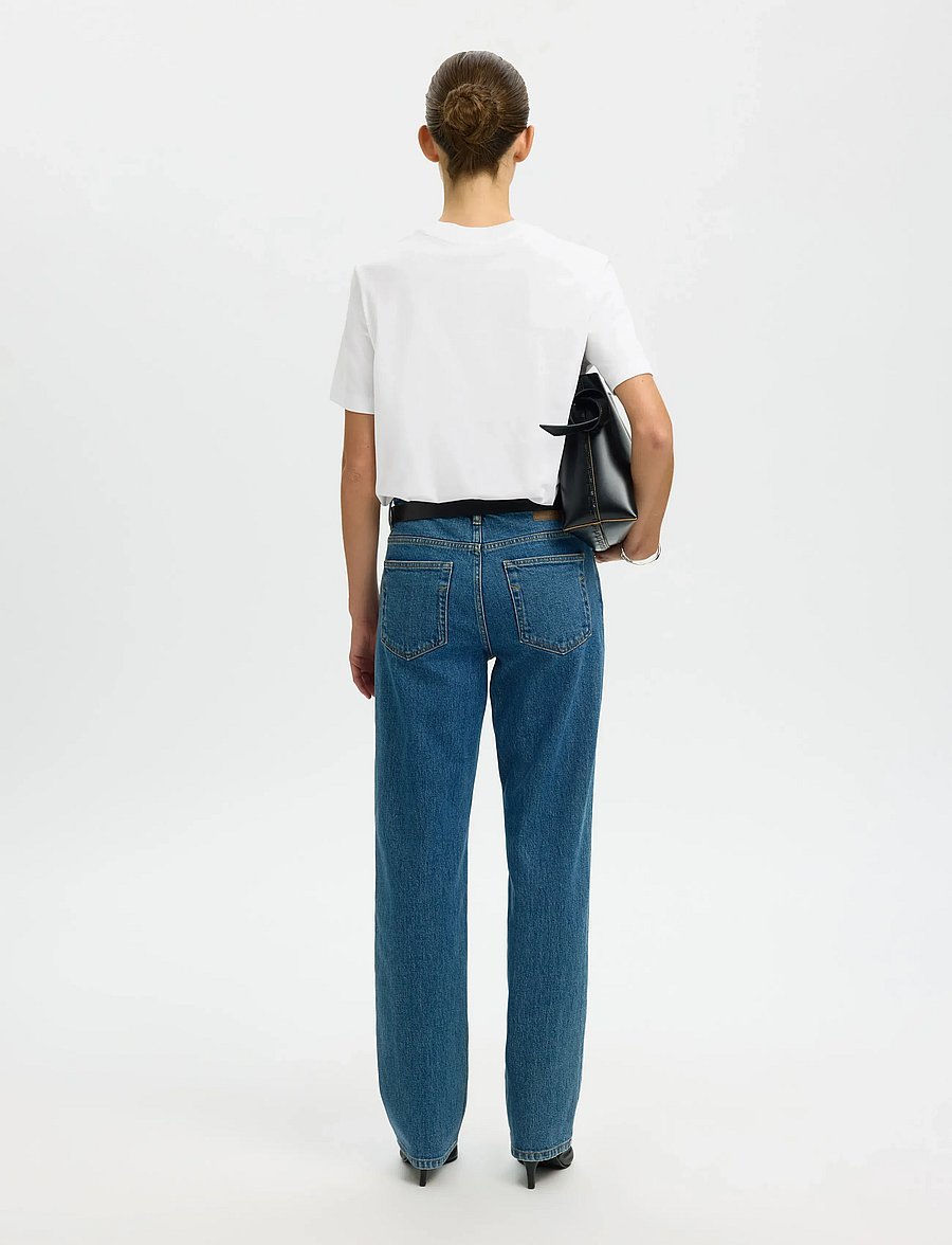Selected - SLFRELAX COLWOMAN SS MOCK NECK TEE NOOS - t-shirts - bright white - 2