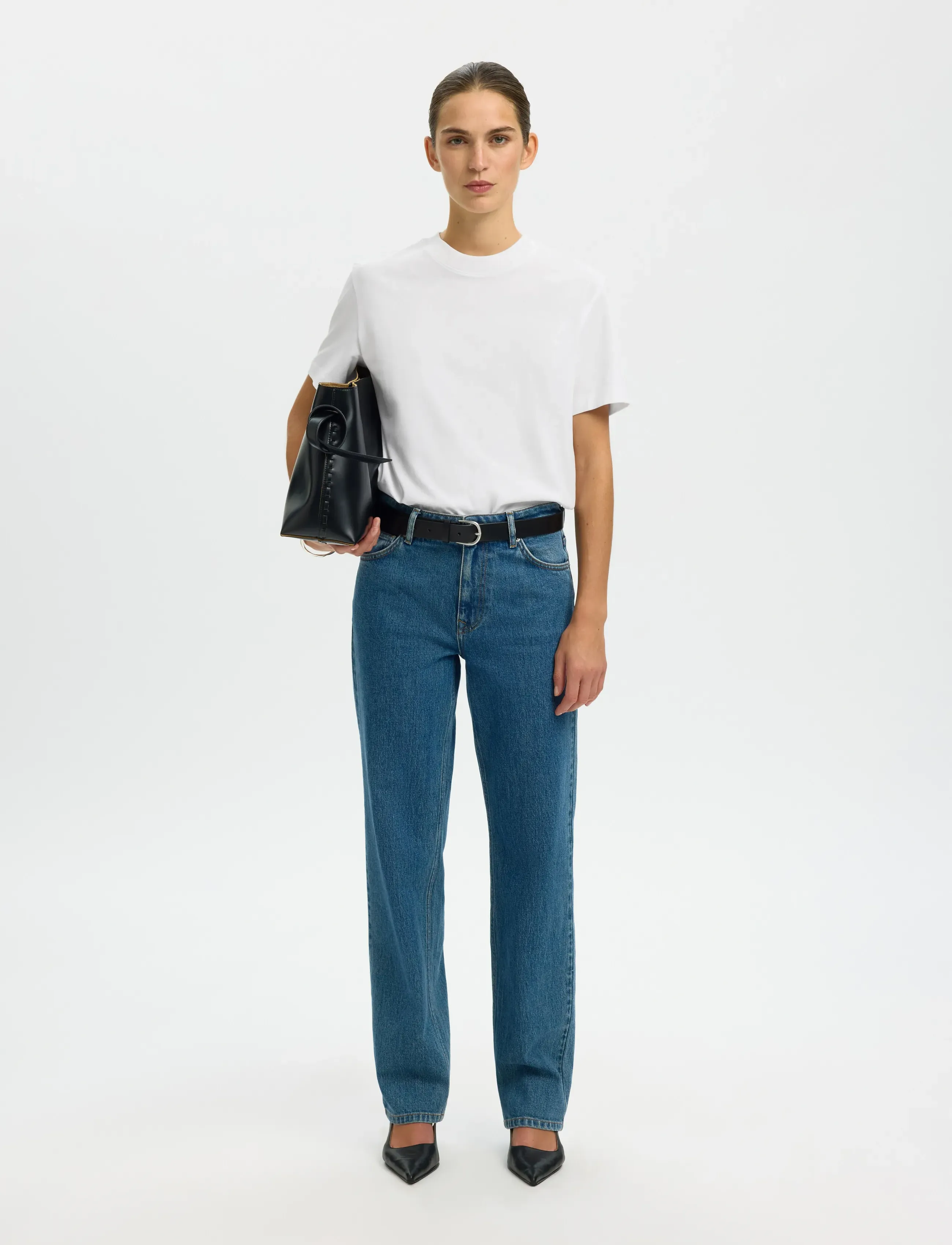 Selected - SLFRELAX COLWOMAN SS MOCK NECK TEE NOOS - t-shirts - bright white - 3