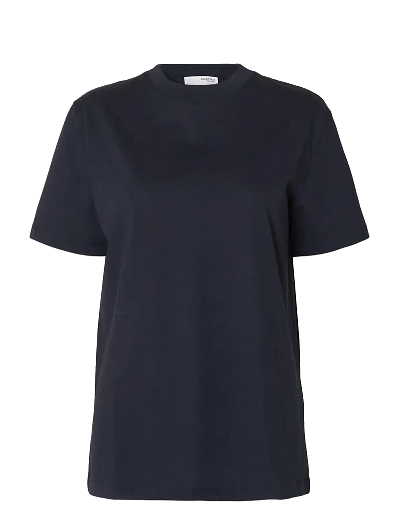 Selected - SLFRELAX COLWOMAN SS MOCK NECK TEE NOOS - t-shirts - dark sapphire - 1