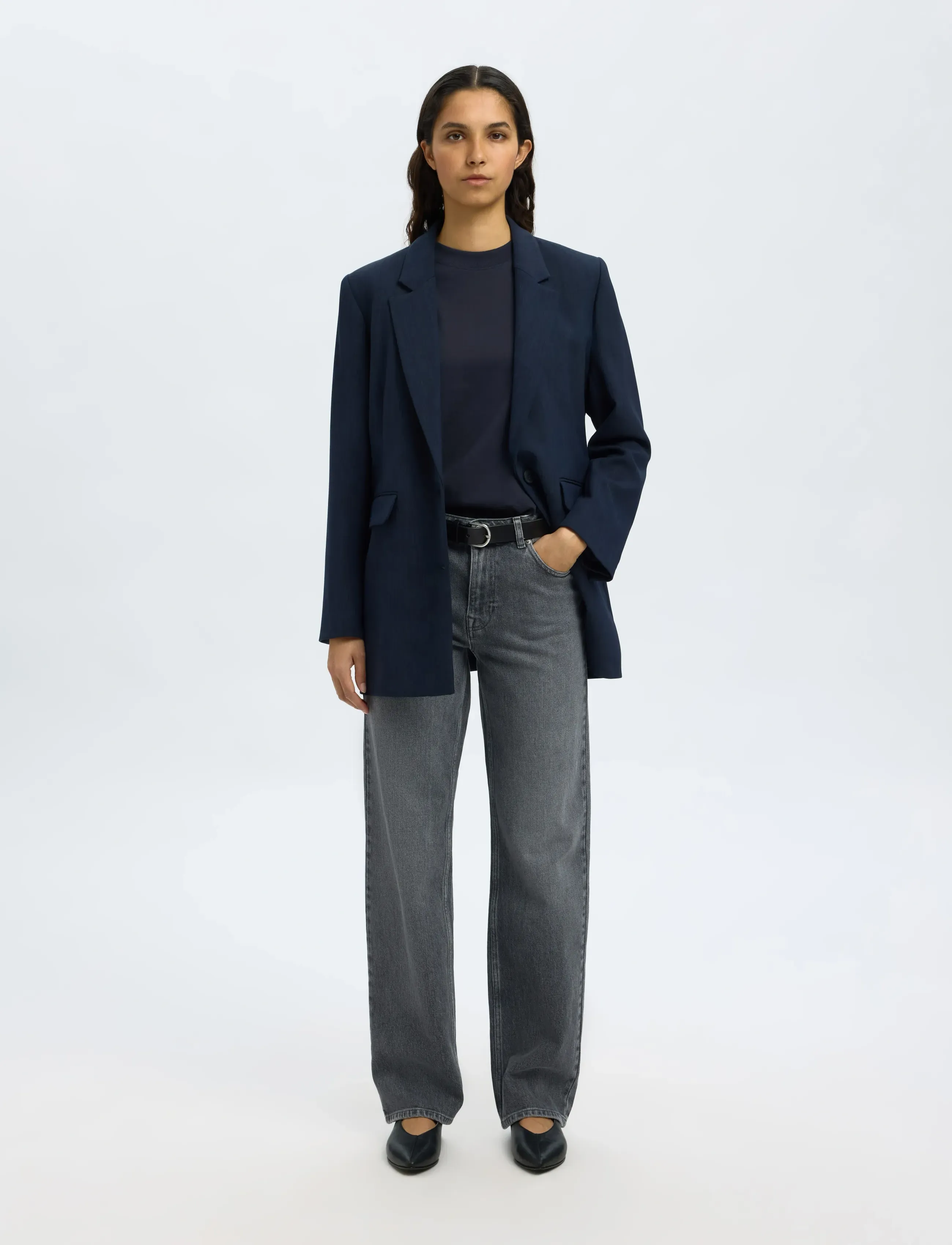 Selected - SLFRELAX COLWOMAN SS MOCK NECK TEE NOOS - laveste priser - dark sapphire - 5