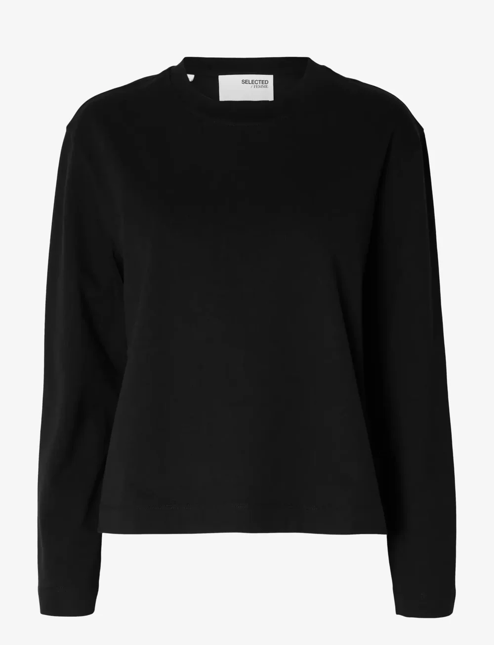 Selected - SLFESSENTIAL LS BOXY TEE NOOS - langærmede toppe - black - 1