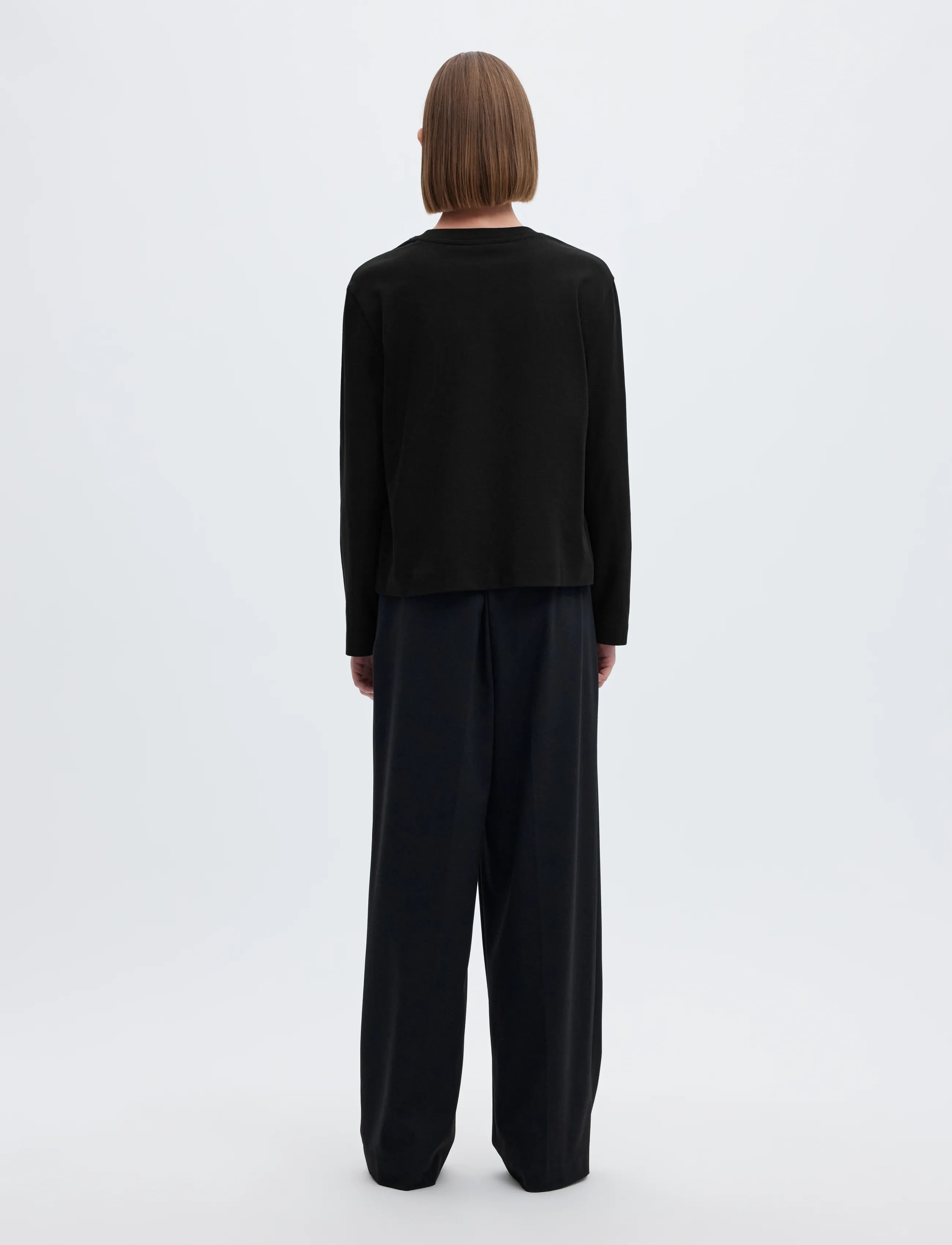 Selected - SLWESSENTIAL LS BOXY TEE NOOS - langärmlige tops - black - 2