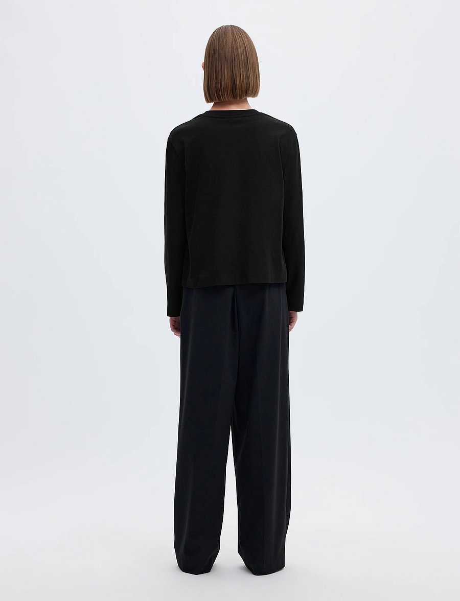 Selected - SLWESSENTIAL LS BOXY TEE NOOS - langärmlige tops - black - 2