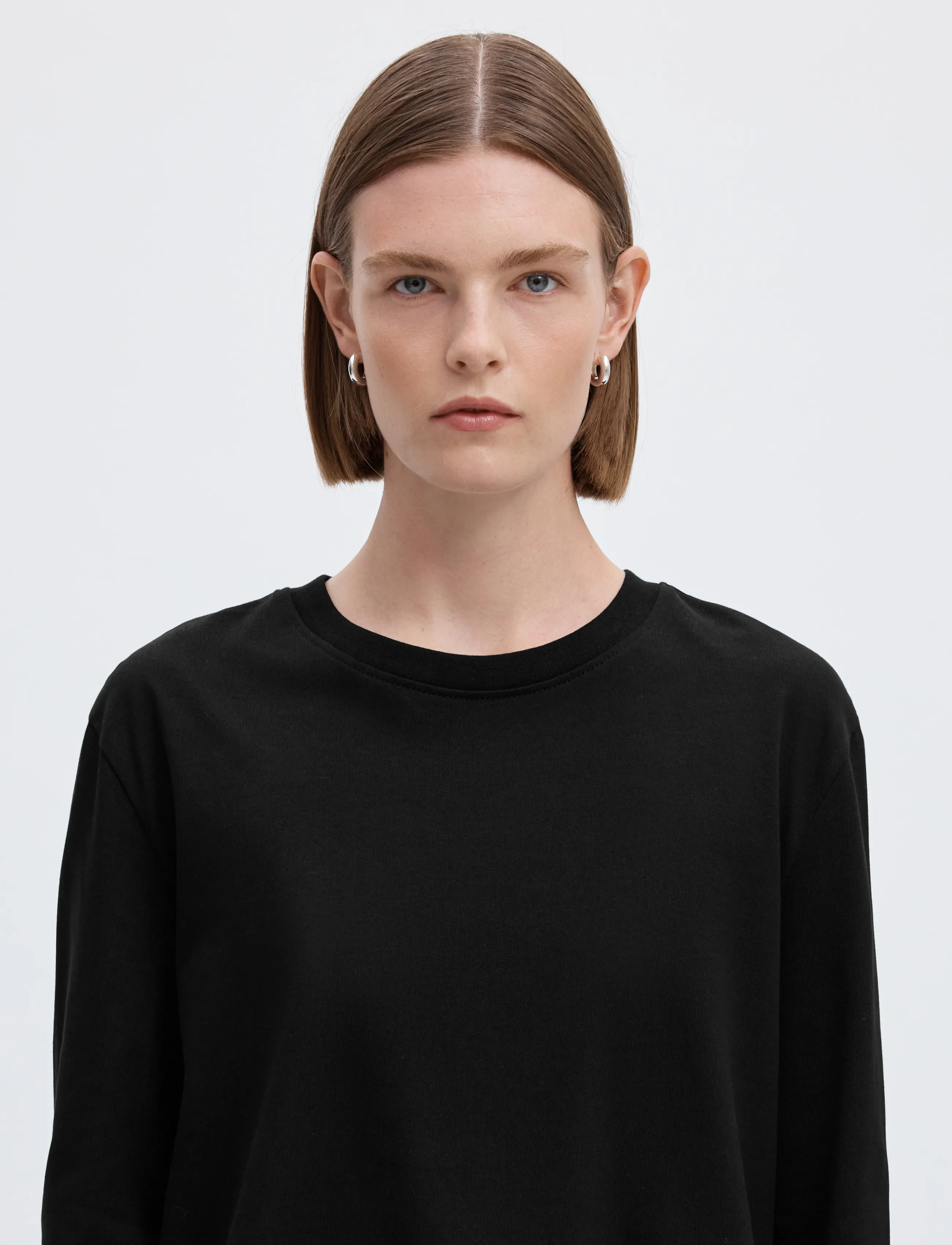 Selected - SLWESSENTIAL LS BOXY TEE NOOS - langärmlige tops - black - 4
