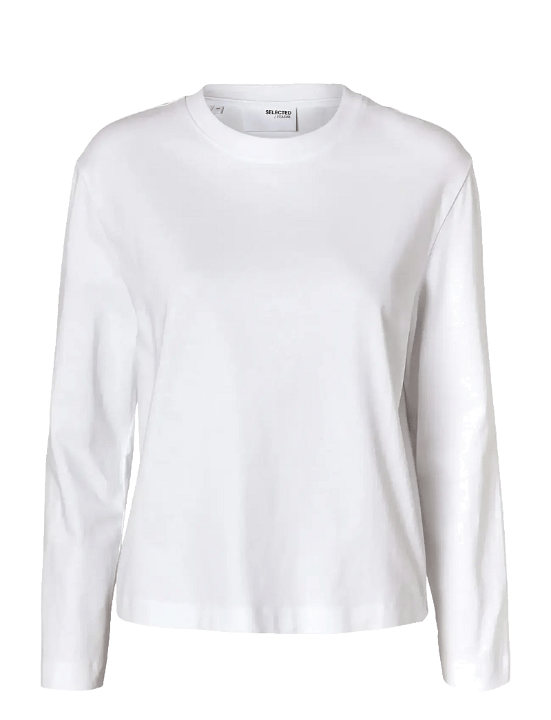 Selected - SLWESSENTIAL LS BOXY TEE NOOS - langærmede toppe - bright white - 1