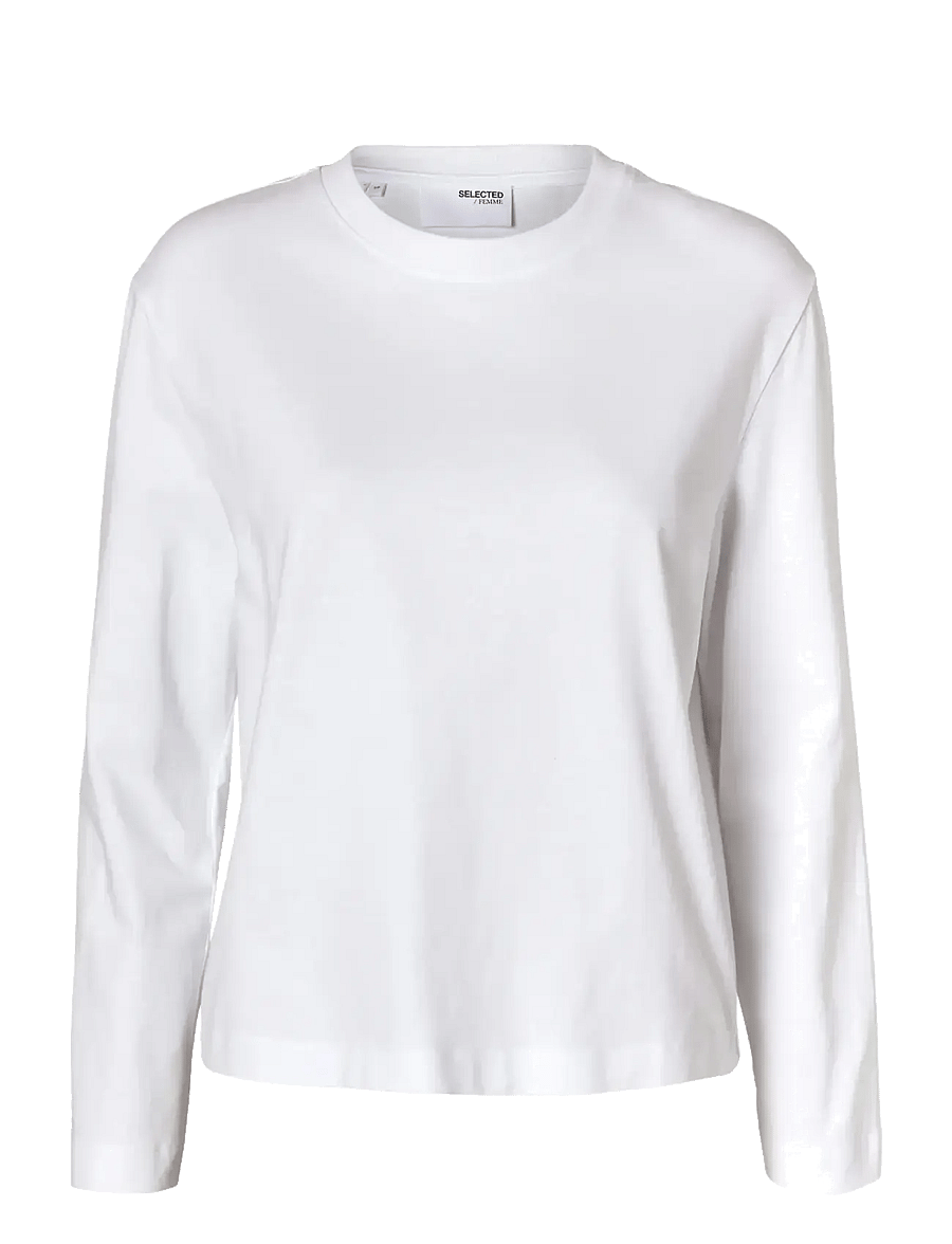Selected - SLWESSENTIAL LS BOXY TEE NOOS - langærmede toppe - bright white - 1
