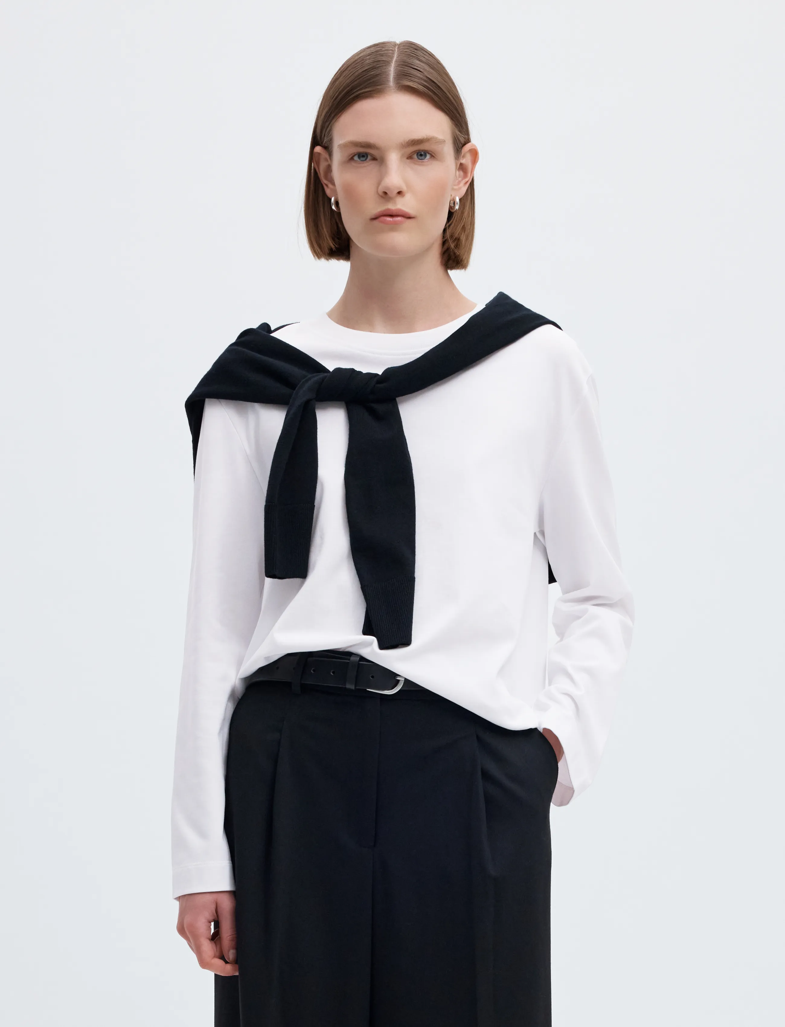 Selected SLWESSENTIAL LS BOXY TEE NOOS - Long-sleeved tops - BRIGHT WHITE / white
