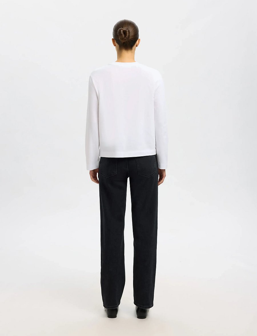 Selected - SLWESSENTIAL LS BOXY TEE NOOS - langærmede toppe - bright white - 3